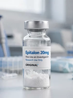 Vial original de Epitalon 20mg péptido liofilizado para uso en investigación