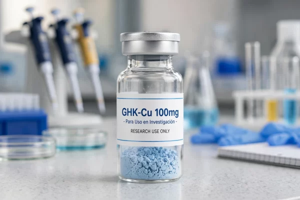 Vial de GHK-Cu 100mg péptido de cobre azul liofilizado para investigación