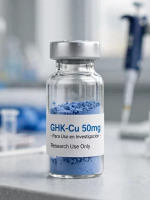 Vial de GHK-Cu 50mg péptido de cobre azul liofilizado para investigación