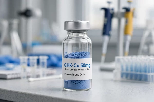 Vial de GHK-Cu 50mg péptido de cobre azul liofilizado para investigación