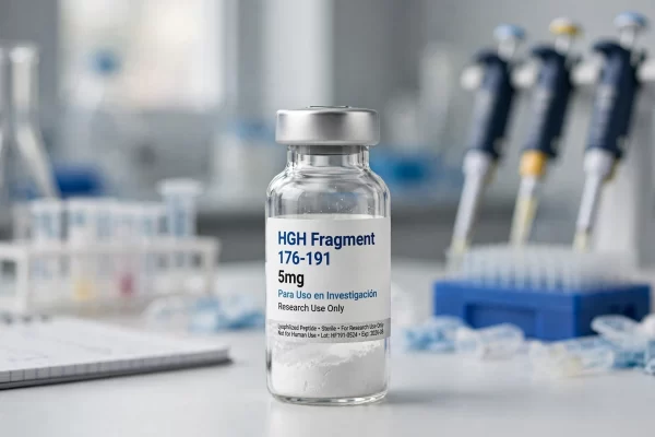 Vial de HGH Fragment 176-191 5mg péptido liofilizado para uso en investigación