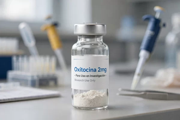 Vial de Oxitocina 2mg péptido liofilizado para uso en investigación de laboratorio