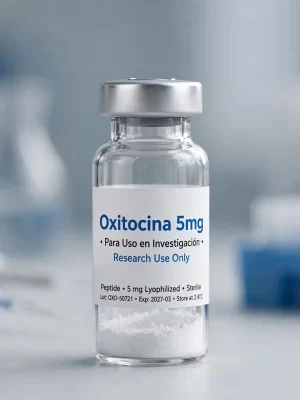 Vial de Oxitocina 5mg péptido liofilizado para uso en investigación de laboratorio