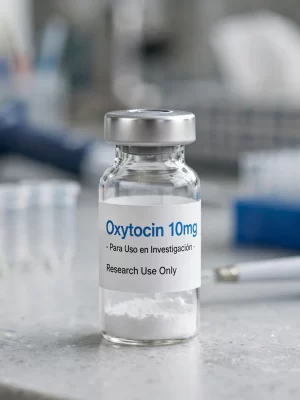 Vial de Oxitocina 10mg péptido liofilizado para uso en investigación en laboratorio